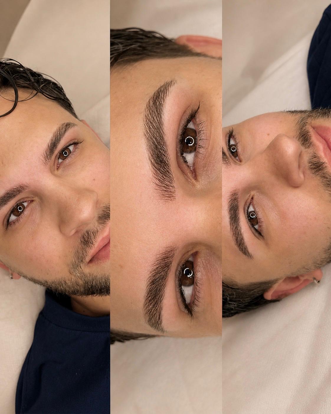Diseño y perfilado de cejas masculinas antes y después en Vila-real
